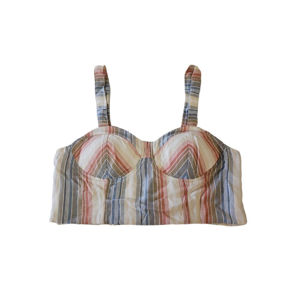 American Eagle Striped Cropped Padded‎ Top Women's Sz Medium